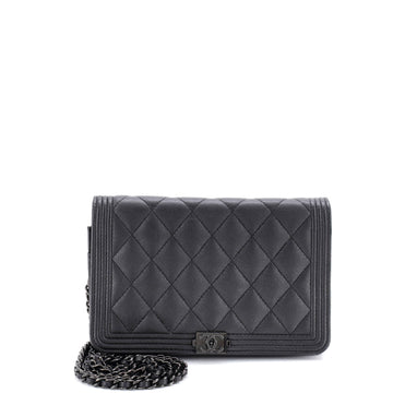 Chanel So Black Boy Wallet on Chain Quilted Caviar