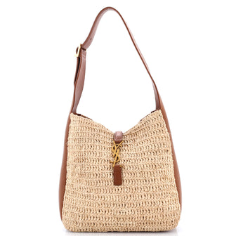 Saint Laurent Le 5 a 7 Supple Hobo Raffia and Leather Small
