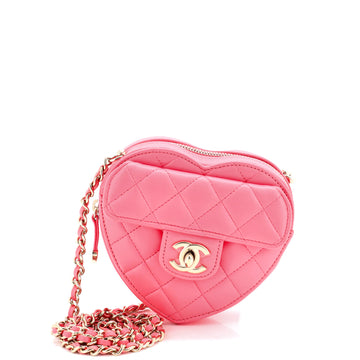Chanel CC in Love Heart Clutch with Chain Quilted Lambskin