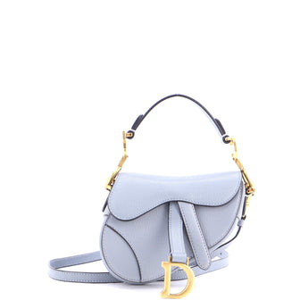 Christian Dior Saddle Handbag with Strap Leather Micro