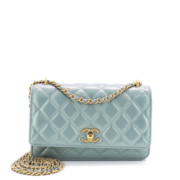 Chanel Quilted CC Wallet on Chain Quilted Metallic Lambskin