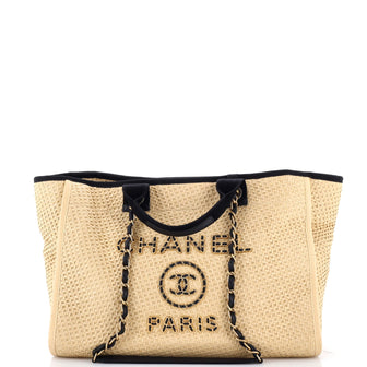 Chanel Deauville Tote Straw with Chain Detail Medium