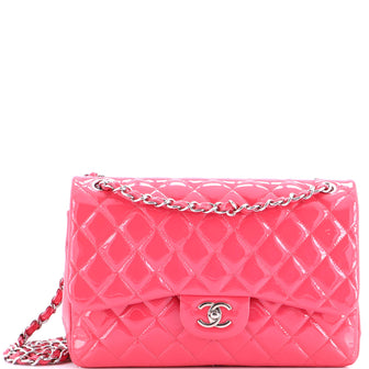 Chanel Classic Double Flap Bag Quilted Patent Jumbo