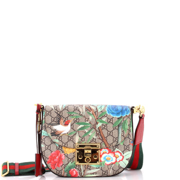 Gucci Padlock Saddle Shoulder Bag Tian Print GG Coated Canvas Medium