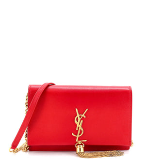 Saint Laurent Classic Monogram Tassel Crossbody Bag Grainy Leather Small