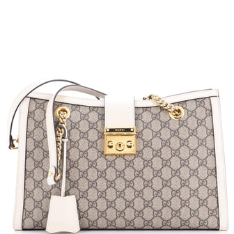 Gucci Padlock Chain Tote GG Coated Canvas with Leather Medium
