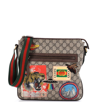 Gucci Courrier Zip Messenger GG Coated Canvas with Applique Medium