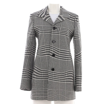 Burberry Women's Button Up Coat Houndstooth Wool
