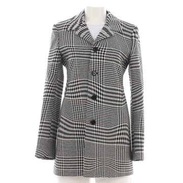 Burberry Women's Button Up Coat Houndstooth Wool