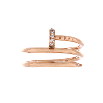 Cartier Juste un Clou Double Ring 18K Rose Gold and Diamonds Small