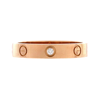 Cartier Love Wedding Band 1 Diamond Ring 18K Rose Gold with Diamond