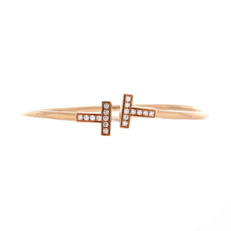 Tiffany & Co. T Wire Bracelet 18K Yellow Gold and Diamonds