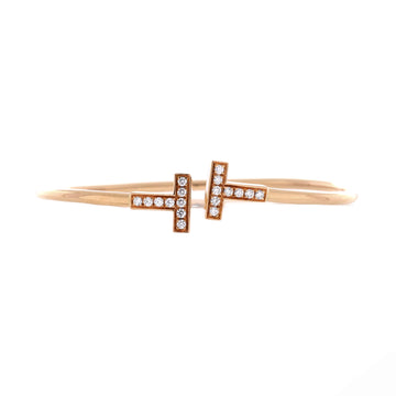 Tiffany & Co. T Wire Bracelet 18K Yellow Gold and Diamonds