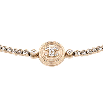 Chanel CC Round Button Choker Necklace Metal with Crystals