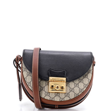 Gucci Padlock Saddle Shoulder Bag GG Coated Canvas and Leather Small