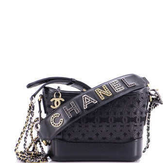 Chanel Gabrielle Hobo with Logo Handle Laser Cut Calfskin and Wool Felt Small