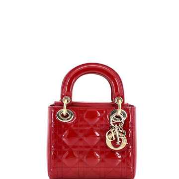 Christian Dior Lady Dior Chain Bag Cannage Quilt Patent Mini
