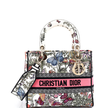 Christian Dior Lady D-Lite Bag Embroidered Canvas Medium