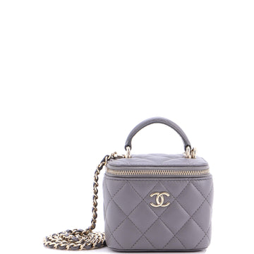 Chanel Classic Top Handle Vanity Case with Chain Quilted Lambskin Mini