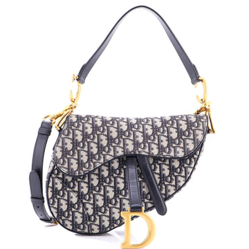 Christian Dior Saddle Handbag with Strap Oblique Canvas Medium
