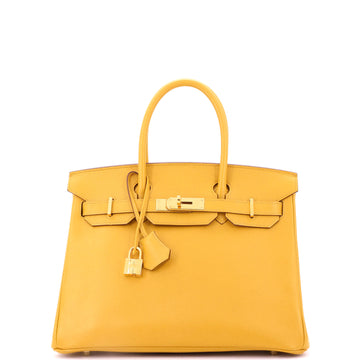 Hermes Birkin Handbag Yellow Epsom with Gold Hardware 30