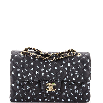 Chanel Classic Double Flap Bag CC Print Quilted Lambskin Small