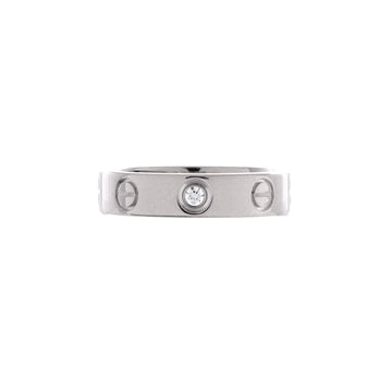 Cartier Love Wedding Band 1 Diamond Ring 18K White Gold with Diamond