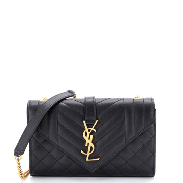 Saint Laurent Classic Monogram Envelope Satchel Mixed Matelasse Leather Small