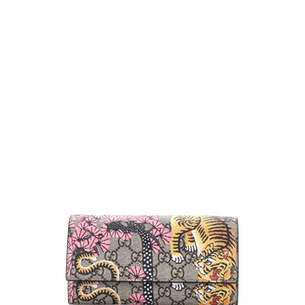 Gucci Continental Wallet Bengal Print GG Coated Canvas
