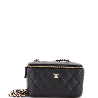 Chanel Classic Vanity Case with Chain Quilted Caviar Small
