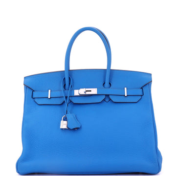 Hermes Birkin Handbag Blue Togo with Palladium Hardware 35