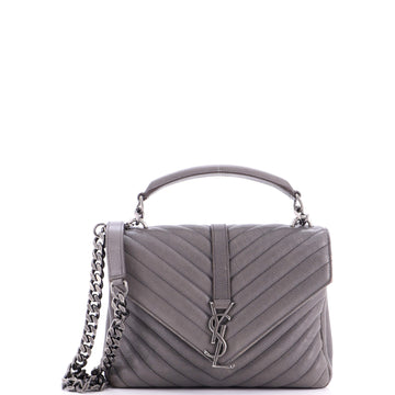 Saint Laurent Classic Monogram College Bag Matelasse Chevron Leather Medium