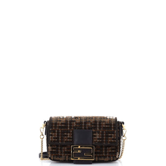 Fendi Baguette NM Bag Sequin Embellished Zucca Canvas Mini