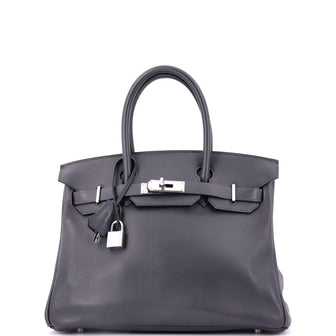 Hermes Birkin Handbag Grey Swift with Palladium Hardware 30