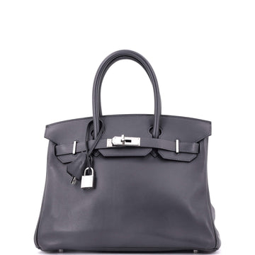 Hermes Birkin Handbag Grey Swift with Palladium Hardware 30