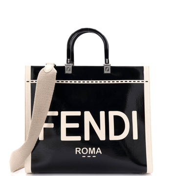Fendi Sunshine Shopper Tote Patent with Canvas Medium