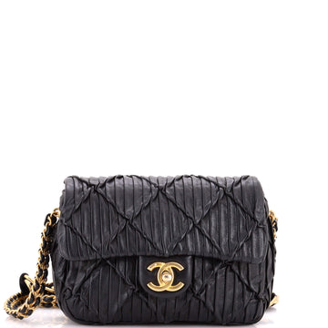 Chanel Woven Strap Medallion Chain Flap Bag Quilted Pleated Calfskin Small