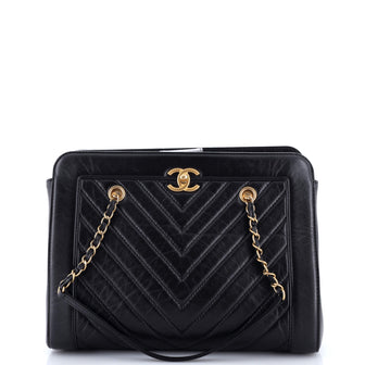 Chanel CC Chain Shopping Tote Chevron Calfskin Medium