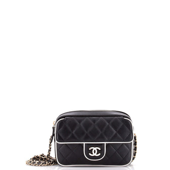 Chanel Bicolor Front Pocket CC Chain Camera Bag Quilted Lambskin Small