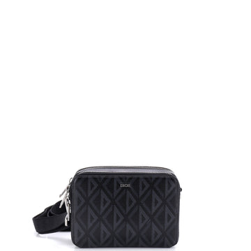 Christian Dior Double Zip Crossbody Pouch CD Diamond Coated Canvas
