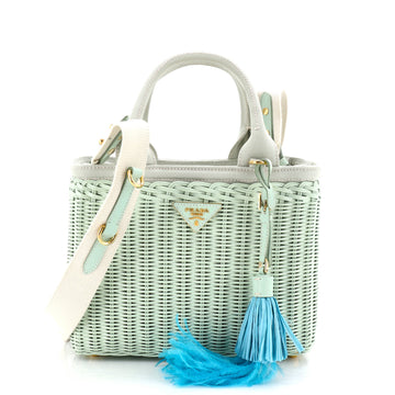Prada Basket Bag Wicker with Canapa Small