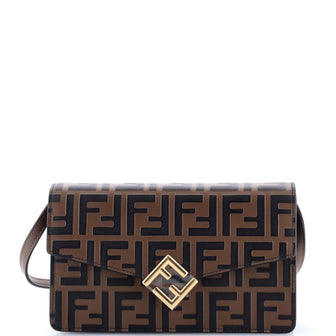 Fendi FF Diamonds Wallet on Chain FF Embossed Leather