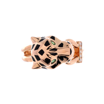Cartier Panthere de Cartier Ring 18K Rose Gold with Lacquer, Diamonds and Tsavorite