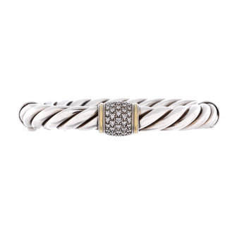 David Yurman Cable Classic Center Station Bracelet Sterling Silver with 18K Yellow Gold and Diamonds 9mm