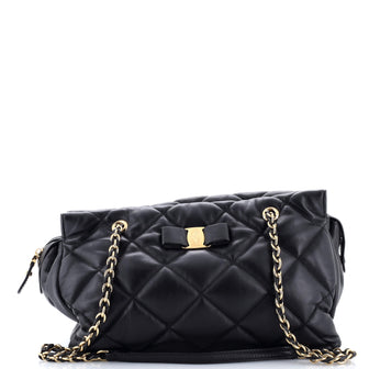 Salvatore Ferragamo Ginette Chain Shoulder Bag Quilted Leather Medium
