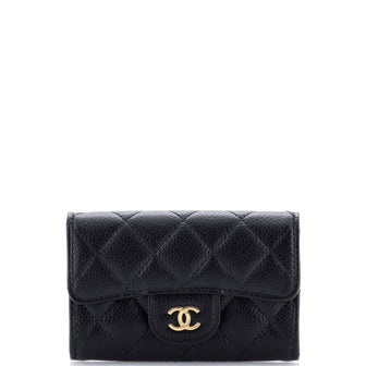 Chanel Classic Flap Card Case Quilted Caviar