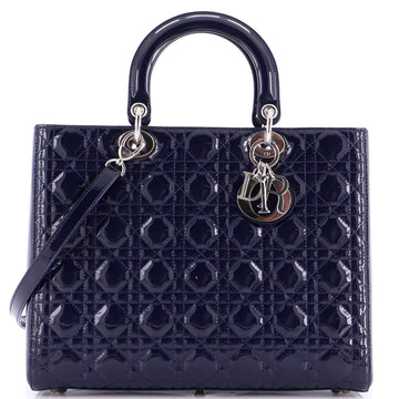 Christian Dior Lady Dior Bag Cannage Quilt Patent Large