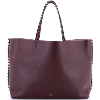 Valentino Garavani Rockstud Shopper Tote Leather and Suede Large