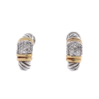 David Yurman Shrimp French Clip Earrings Sterling Silver and 18k Yellow Gold with Diamonds