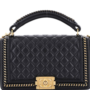 Chanel Chain Handle Boy Flap Bag Quilted Calfskin Old Medium